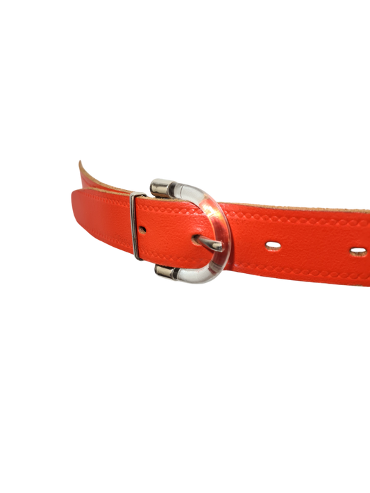 Ceinture croûte de cuir corail des années 80-90 - FRIPEO