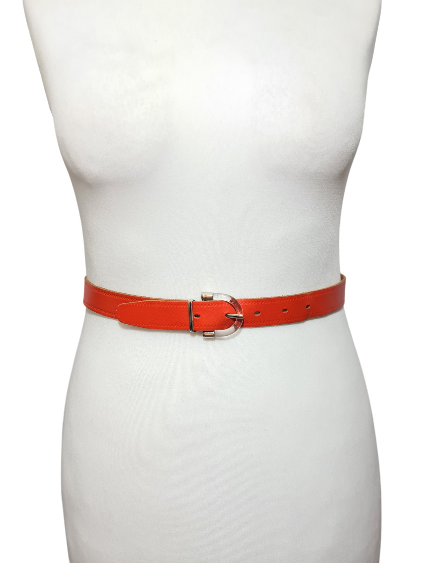 Ceinture croûte de cuir corail des années 80-90 - FRIPEO