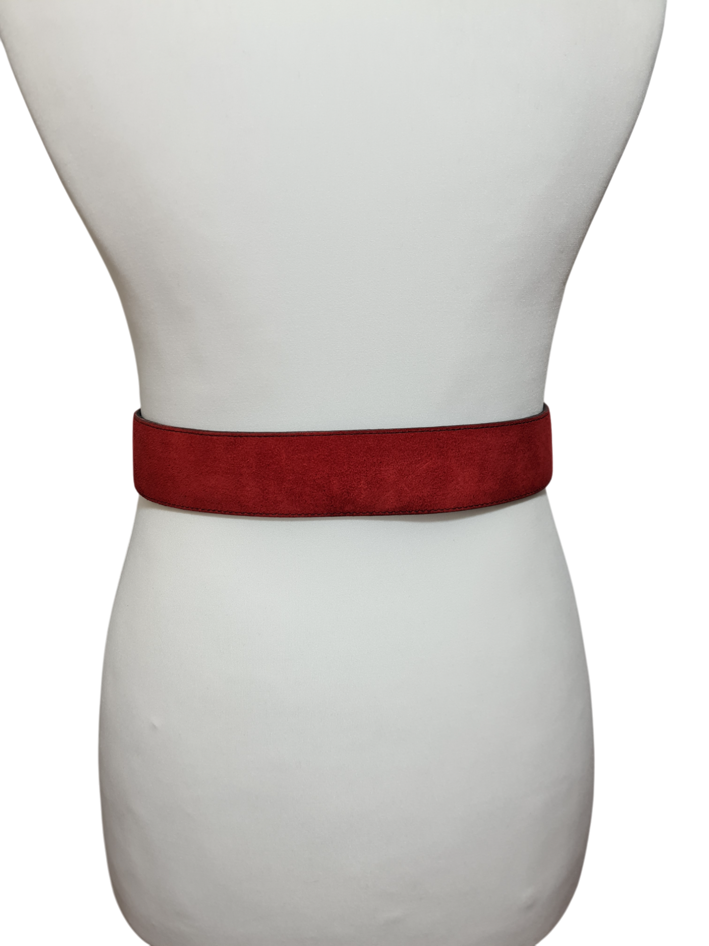 Ceinture rouge en daim avec motifs brodés des années 70-80 - FRIPEO
