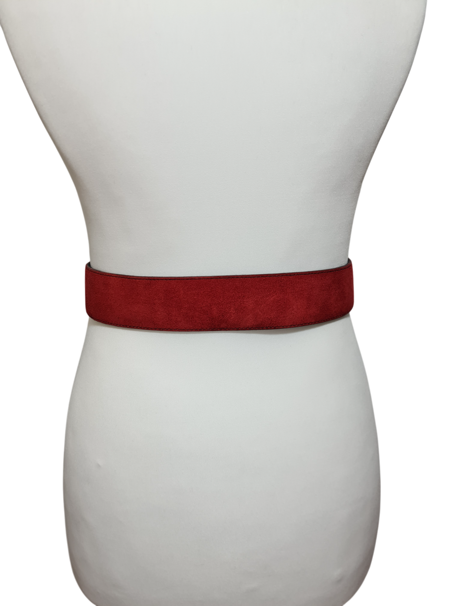 Ceinture rouge en daim avec motifs brodés des années 70-80 - FRIPEO