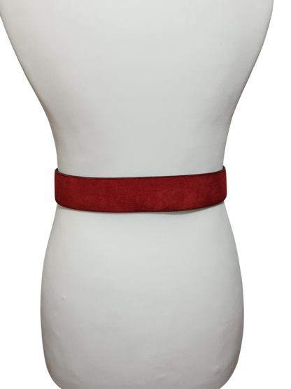 Ceinture rouge en daim avec motifs brodés des années 70-80 - FRIPEO