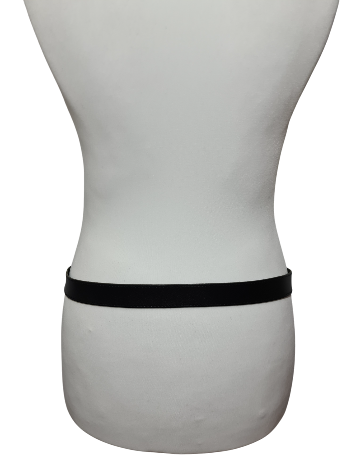 Ceinture noire en cuir véritable avec boucle dorée des années 90-2000 - FRIPEO