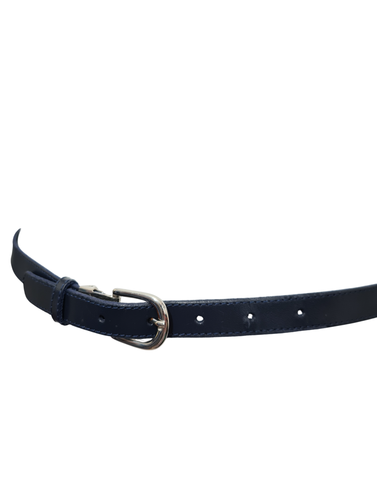 Ceinture fine bleue marine en croûte de cuir des années 90-2000 - FRIPEO