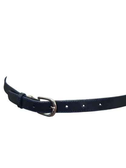 Ceinture fine bleue marine en croûte de cuir des années 90-2000 - FRIPEO
