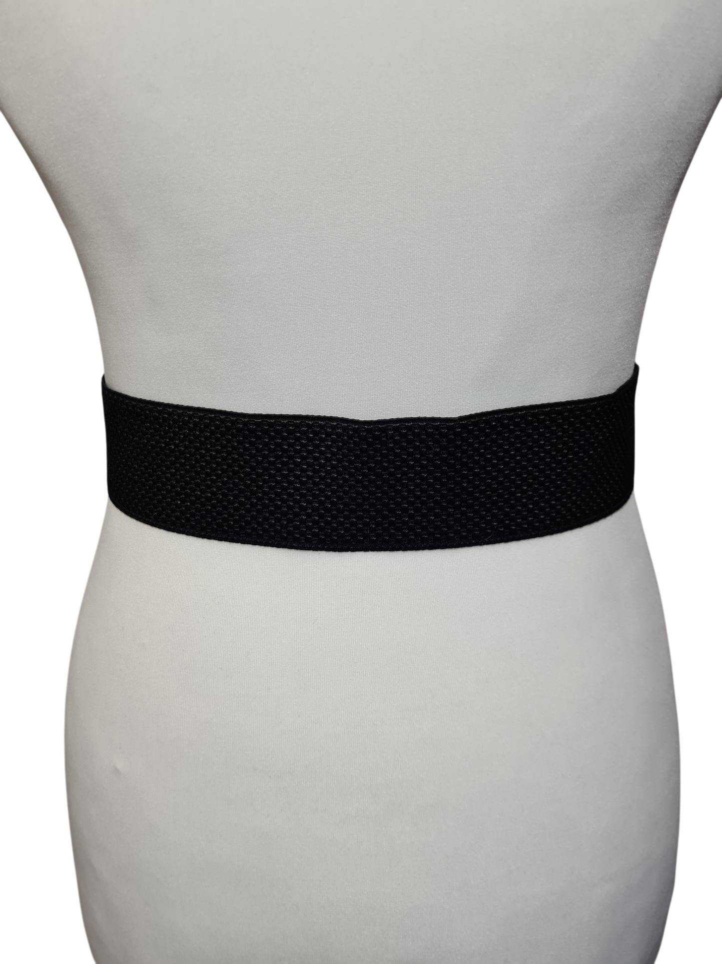 Ceinture noire élastiquée fermoir en métal doré des années 80-90 EMMAUS