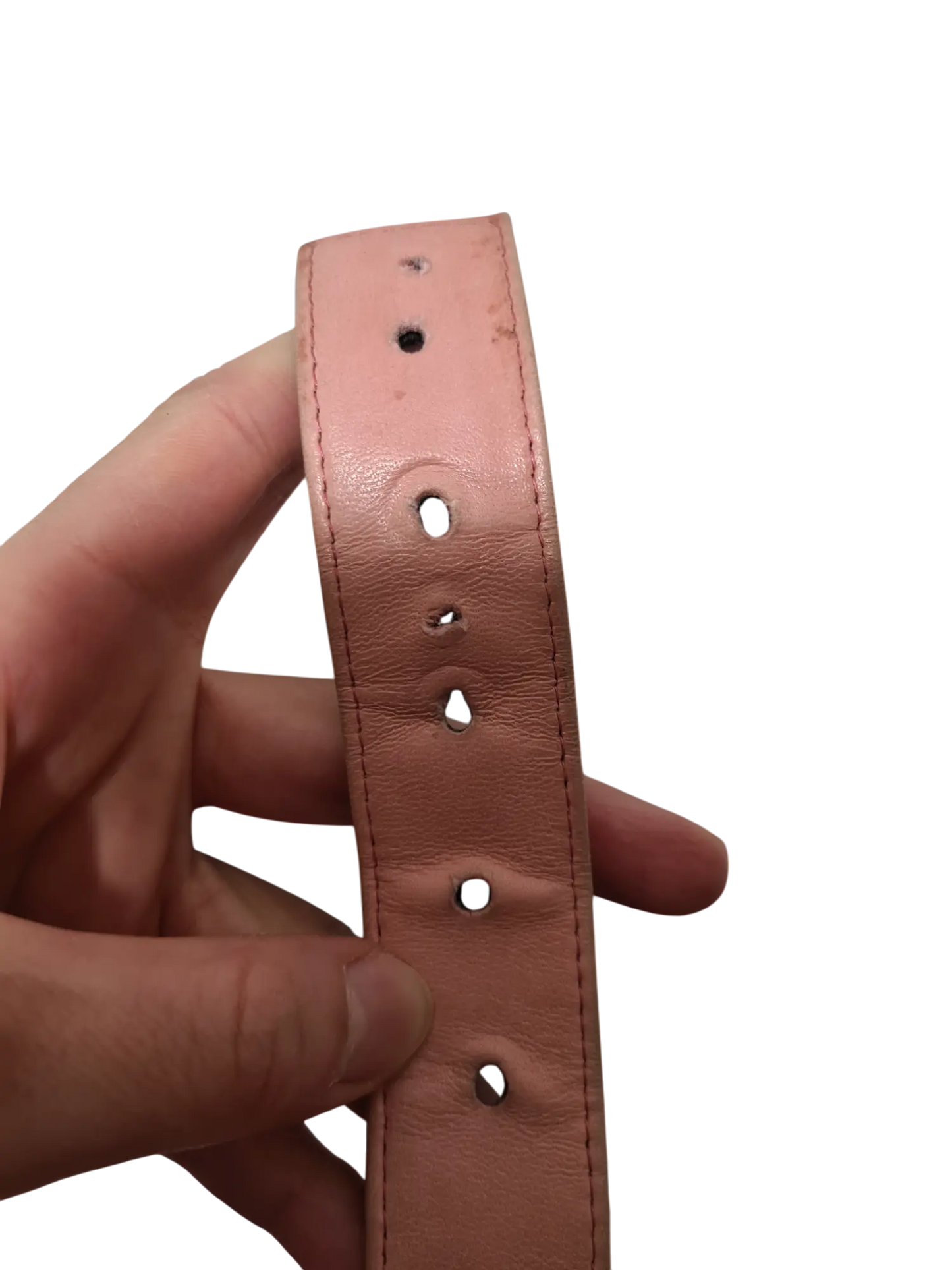 Ceinture rose en cuir véritable avec chaîne Electre Paris des années 80-90 - FRIPEO