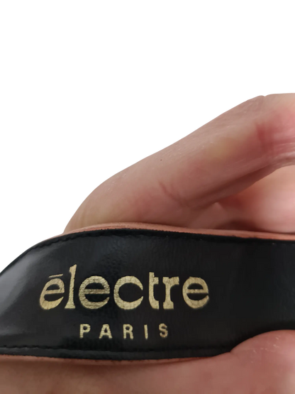 Ceinture rose en cuir véritable avec chaîne Electre Paris des années 80-90 - FRIPEO