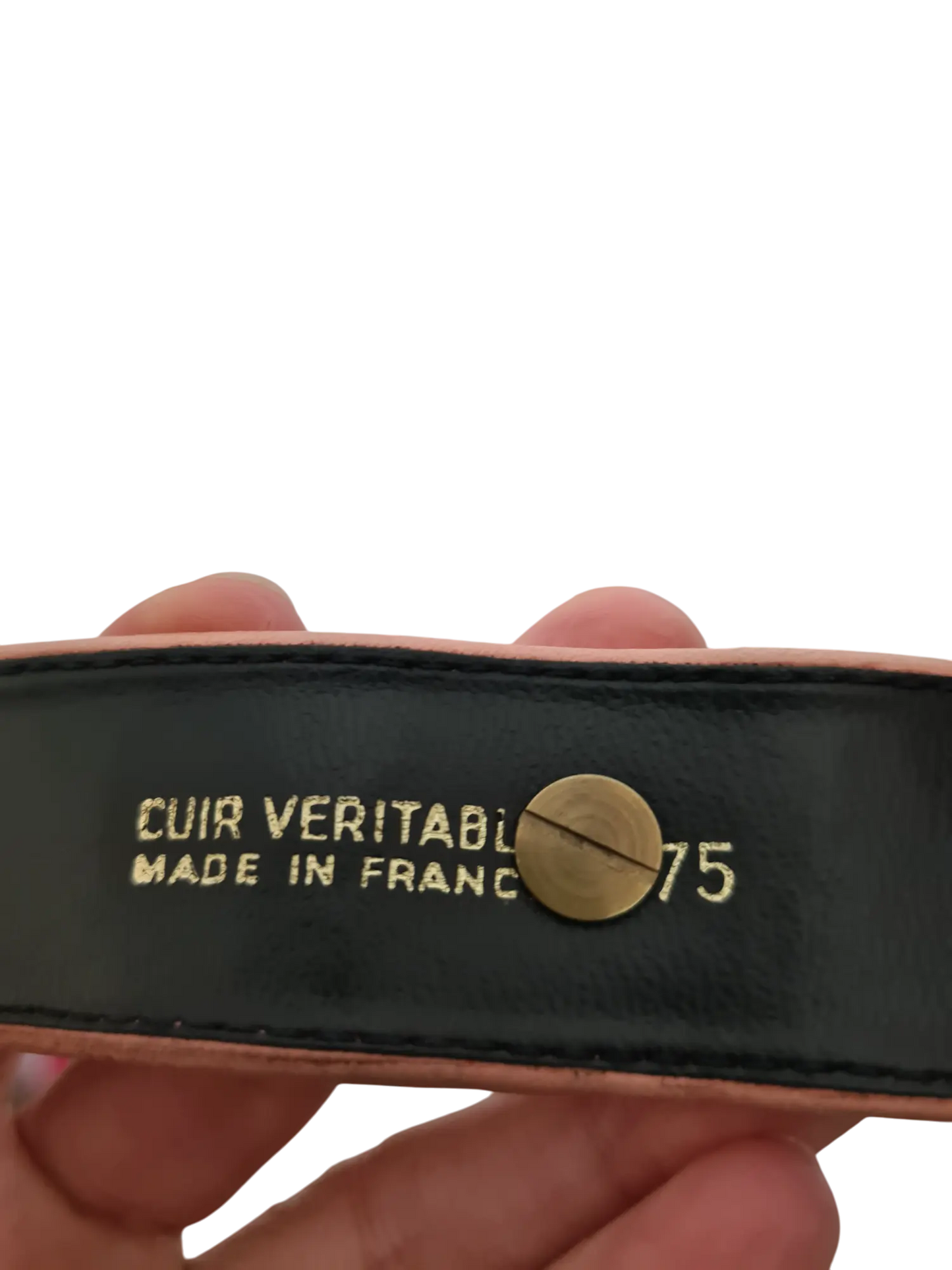 Ceinture rose en cuir véritable avec chaîne Electre Paris des années 80-90 - FRIPEO