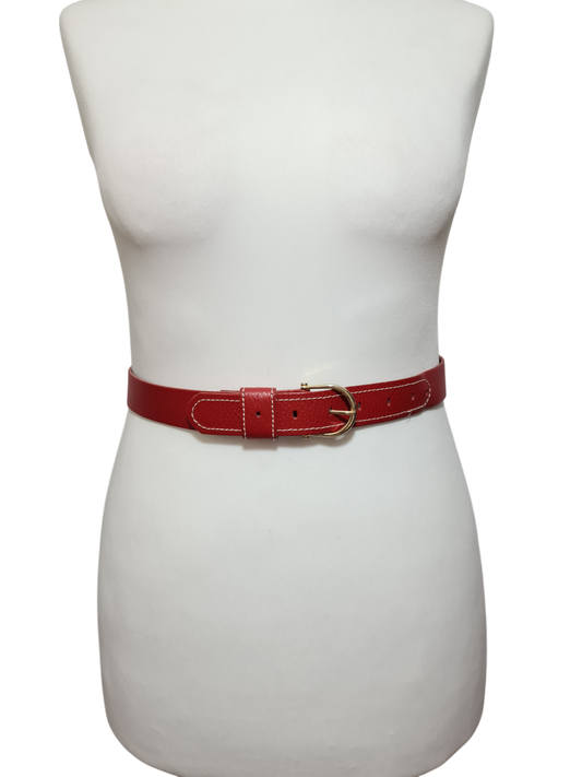 Ceinture rouge en croûte de cuir texturée des années 80-90 - FRIPEO