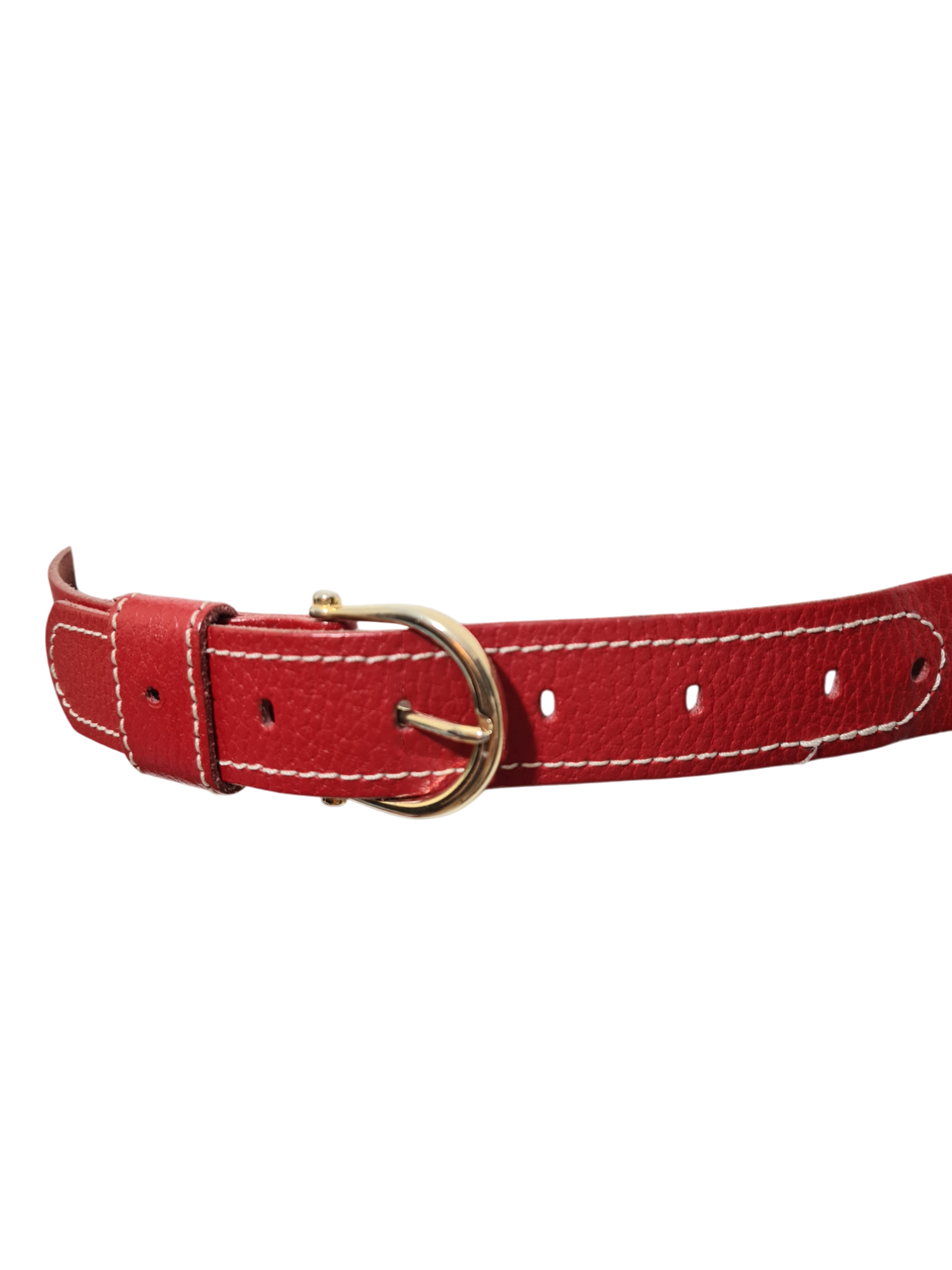 Ceinture rouge en croûte de cuir texturée des années 80-90 - FRIPEO