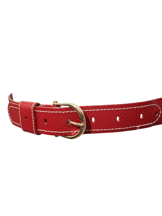 Ceinture rouge en croûte de cuir texturée des années 80-90 - FRIPEO
