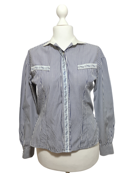 Chemisier femme Burton à rayures bleues des années 80-90 EMMAUS