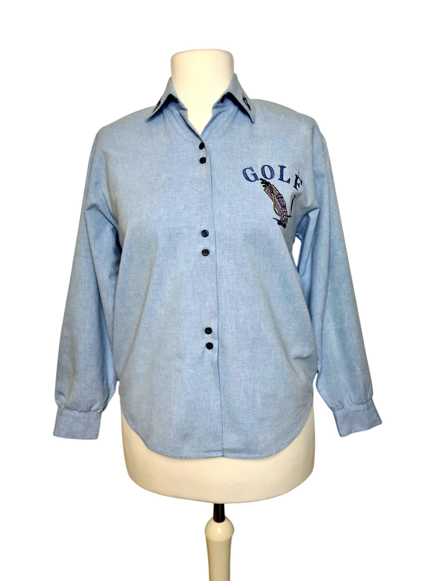Chemise femme vintage bleue clair de golf des années 80/90 EMMAUS