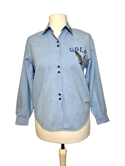 Chemise femme vintage bleue clair de golf des années 80/90 EMMAUS