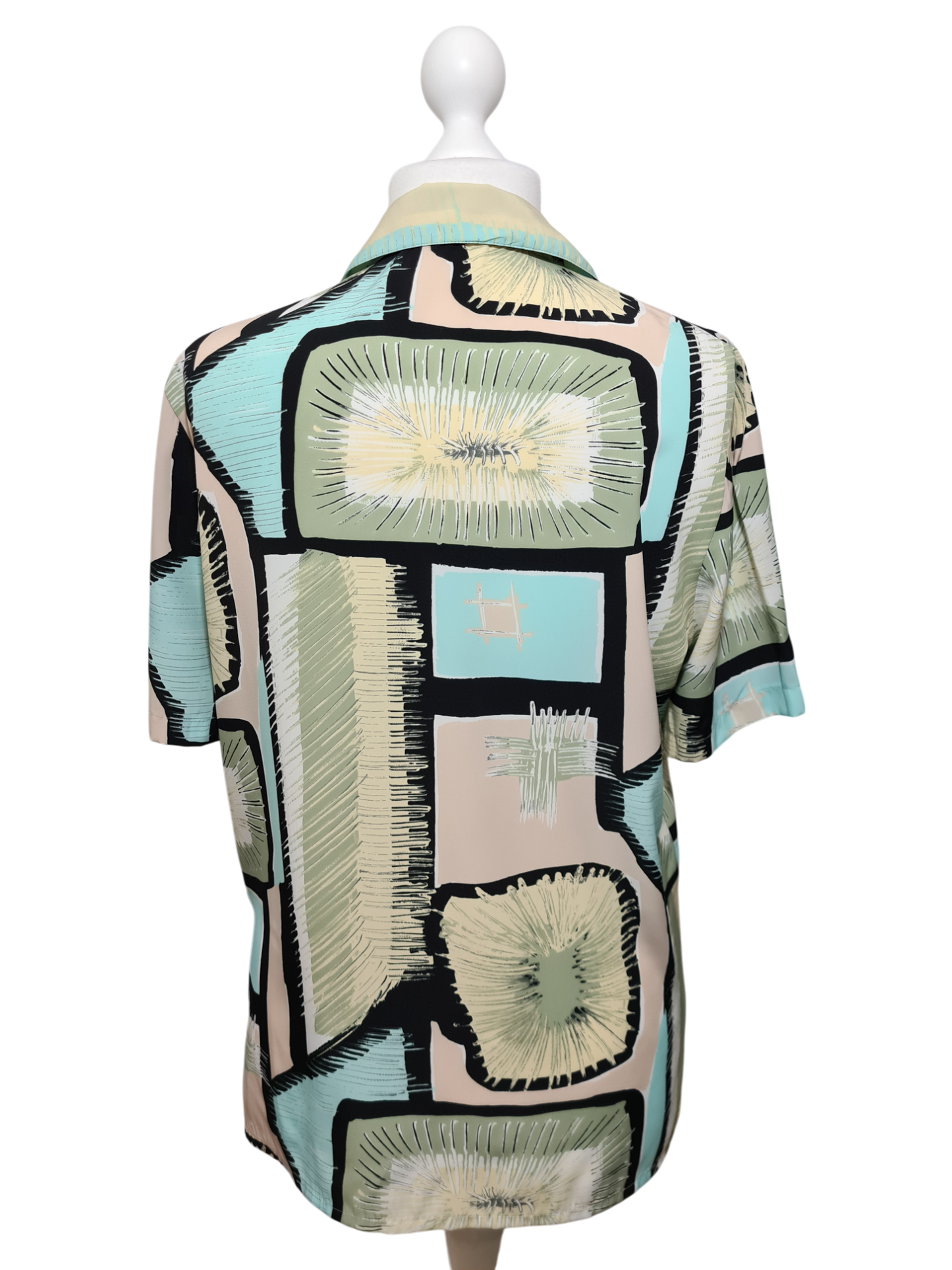 Chemise femme à manches courtes imprimé graphique coloré des années 80-90 EMMAUS