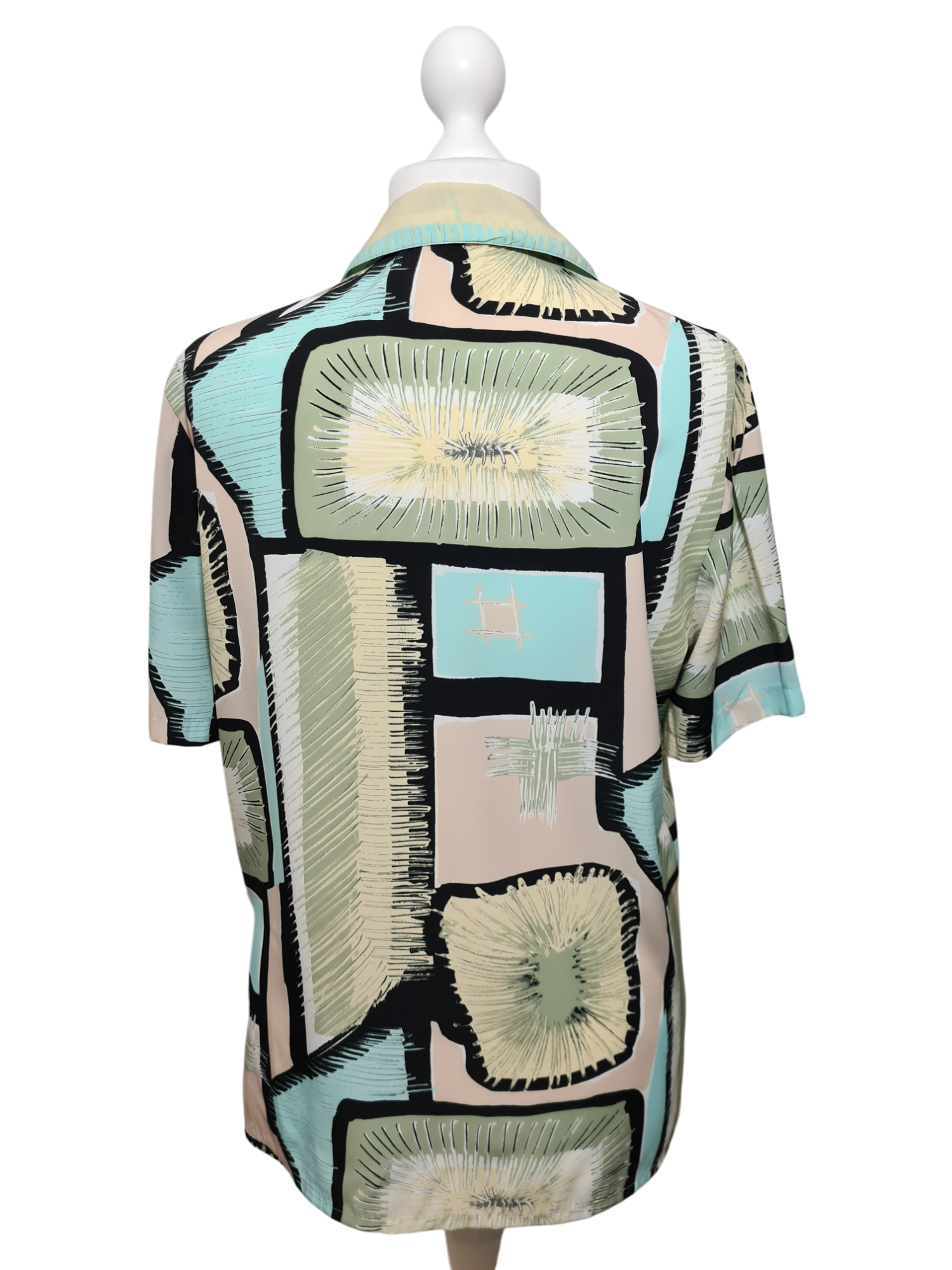 Chemise femme à manches courtes imprimé graphique coloré des années 80-90 EMMAUS