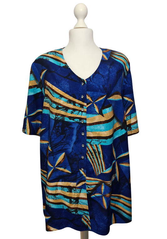 Chemise fluide et légère imprimé graphique des années 80-90 EMMAUS
