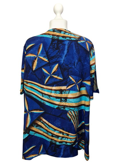 Chemise fluide et légère imprimé graphique des années 80-90 EMMAUS