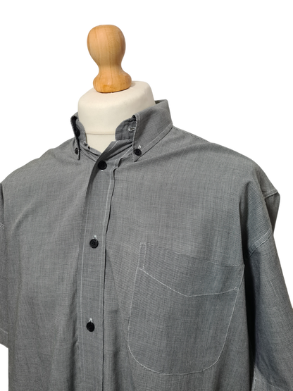 Chemise homme grise à manches courtes Laurent Cerrer des années 90-2000 EMMAUS
