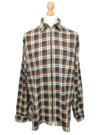 Chemise homme à carreaux oversize style workwear à fermeture zippée des années 90-2000 EMMAUS
