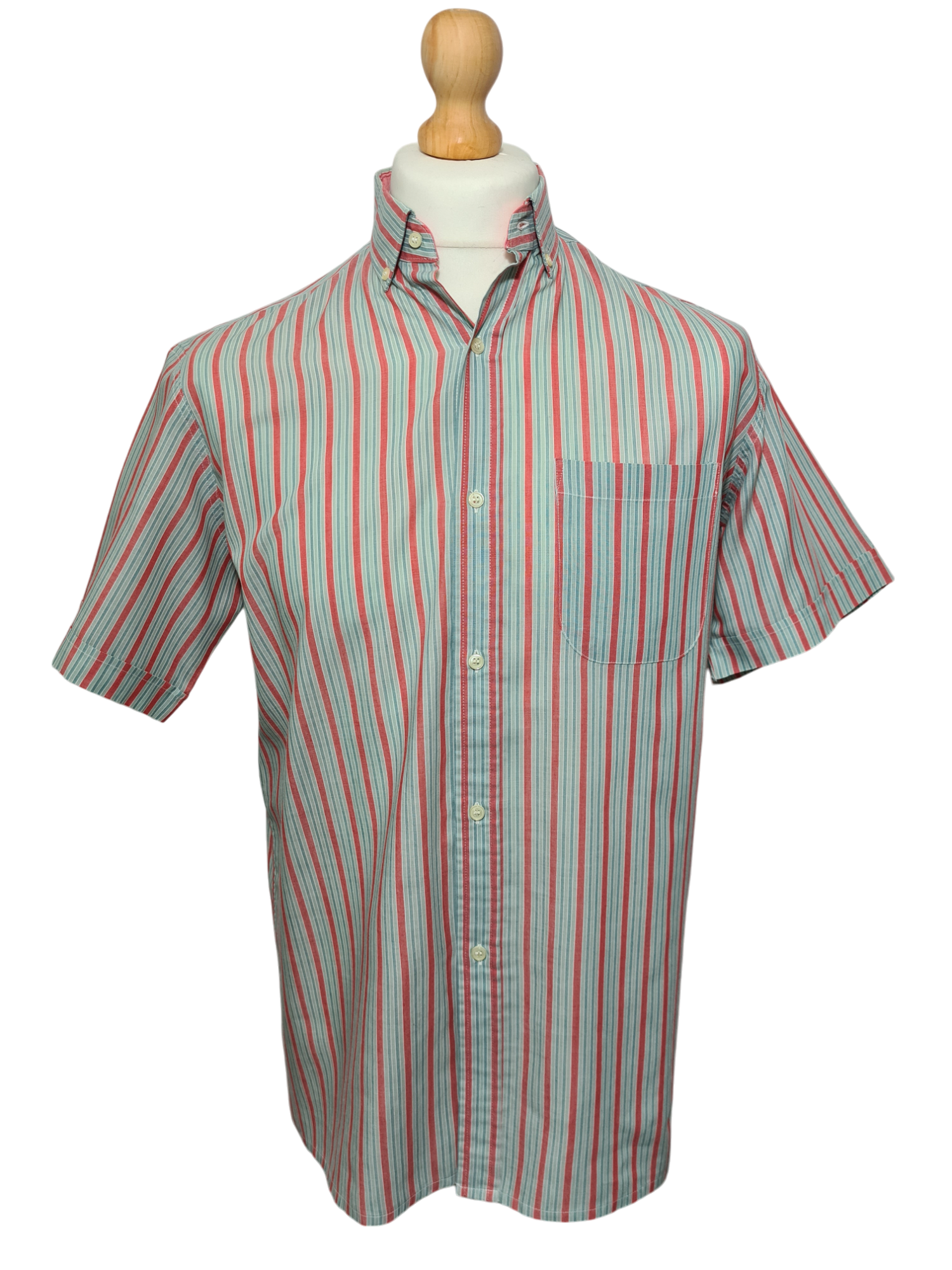 Chemise homme à rayures manches courtes des années 80-90 EMMAUS
