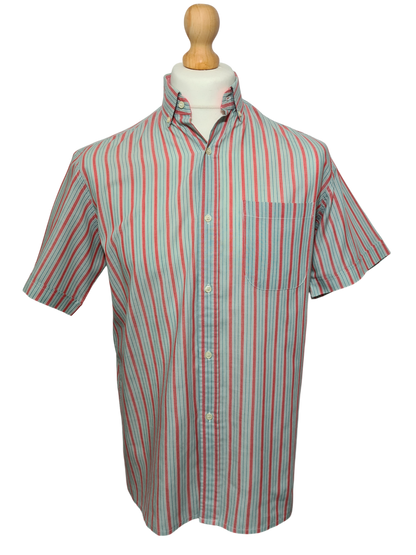 Chemise homme à rayures manches courtes des années 80-90 EMMAUS