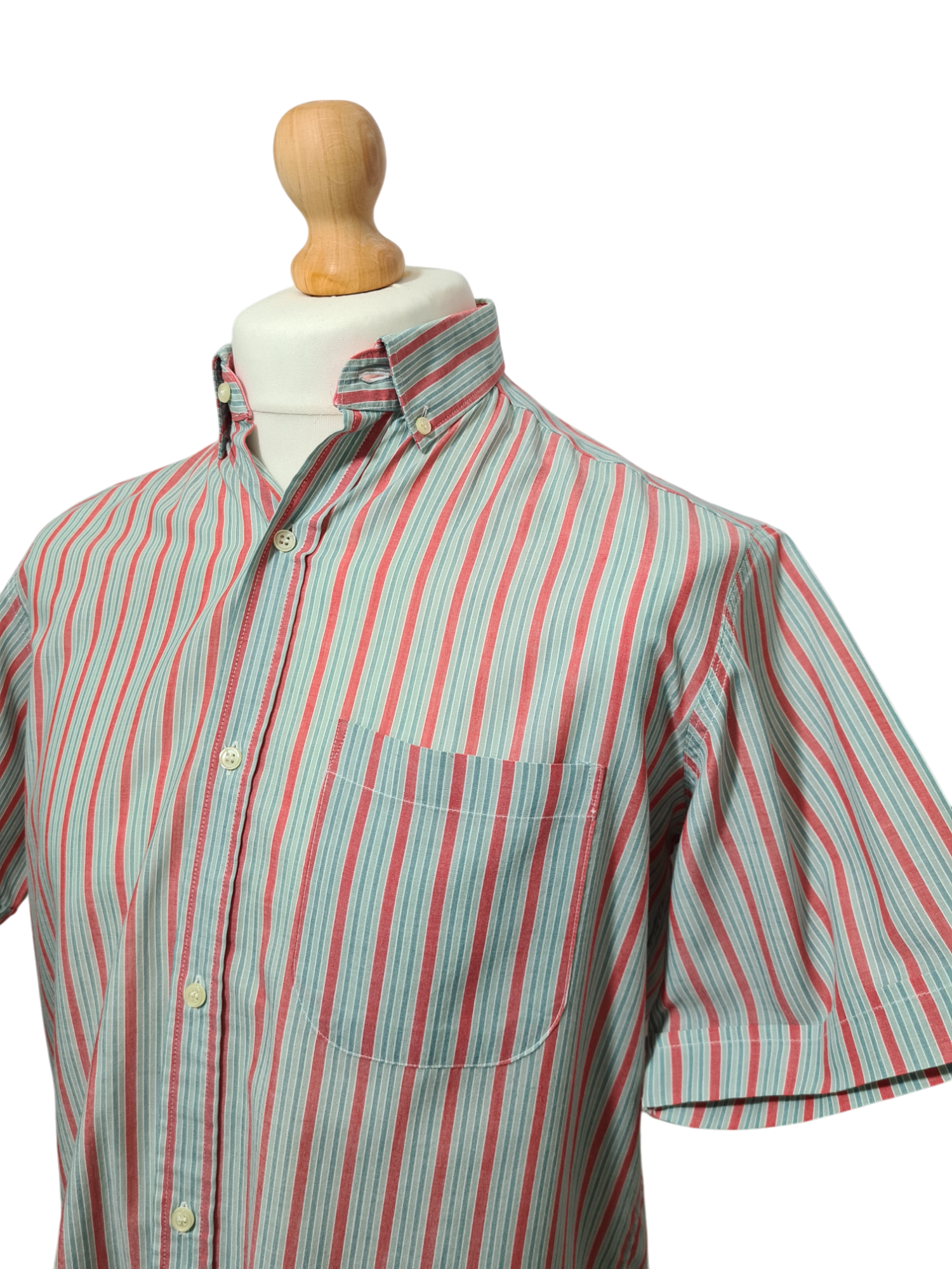 Chemise homme à rayures manches courtes des années 80-90 EMMAUS