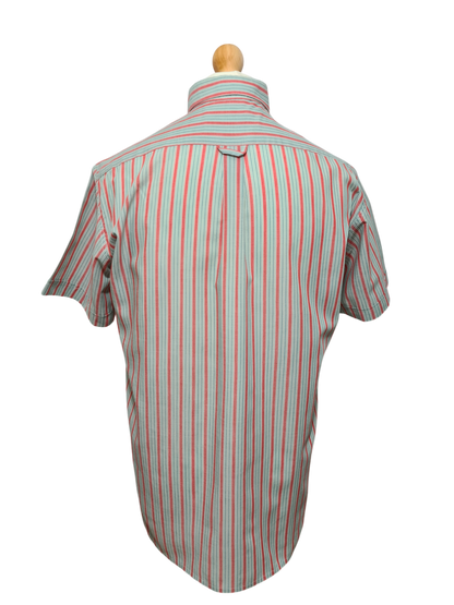 Chemise homme à rayures manches courtes des années 80-90 EMMAUS