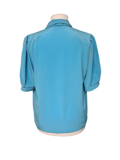 Chemise femme vintage bleue col tailleur des années 80/90 EMMAUS