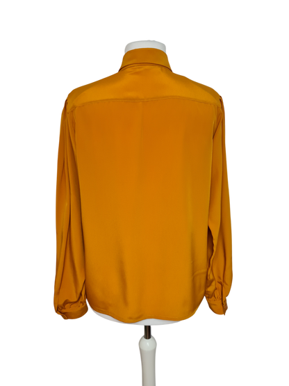 Chemise femme ample couleur moutarde manches bouffantes des années 80/90 EMMAUS