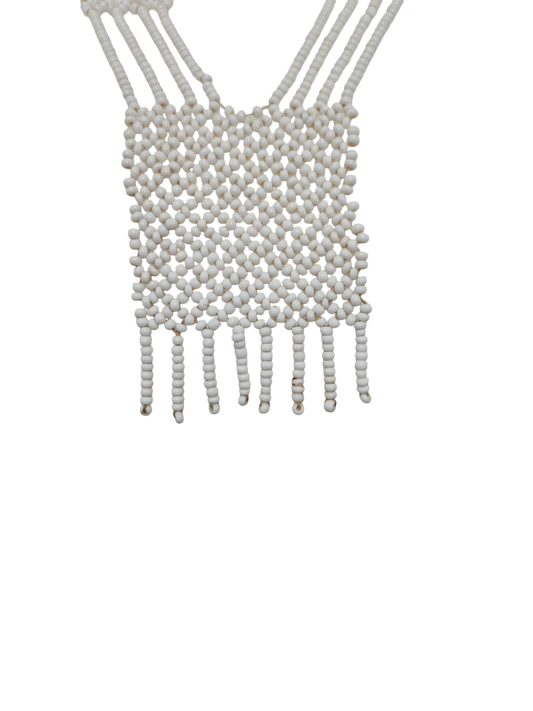Collier de petites perles blanches style ethnique fait main vintage des années 70/80 My troc