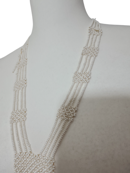 Collier de petites perles blanches style ethnique fait main vintage des années 70/80 My troc