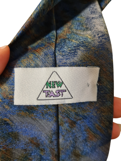 Cravate bleue et dorée vintage des années 80 EMMAUS