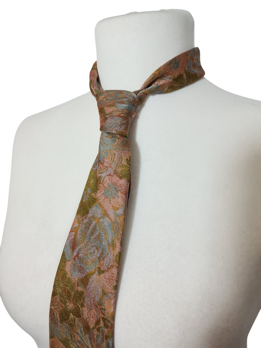 Cravate chic et romantique à motifs fleuris des années 80-90 EMMAUS