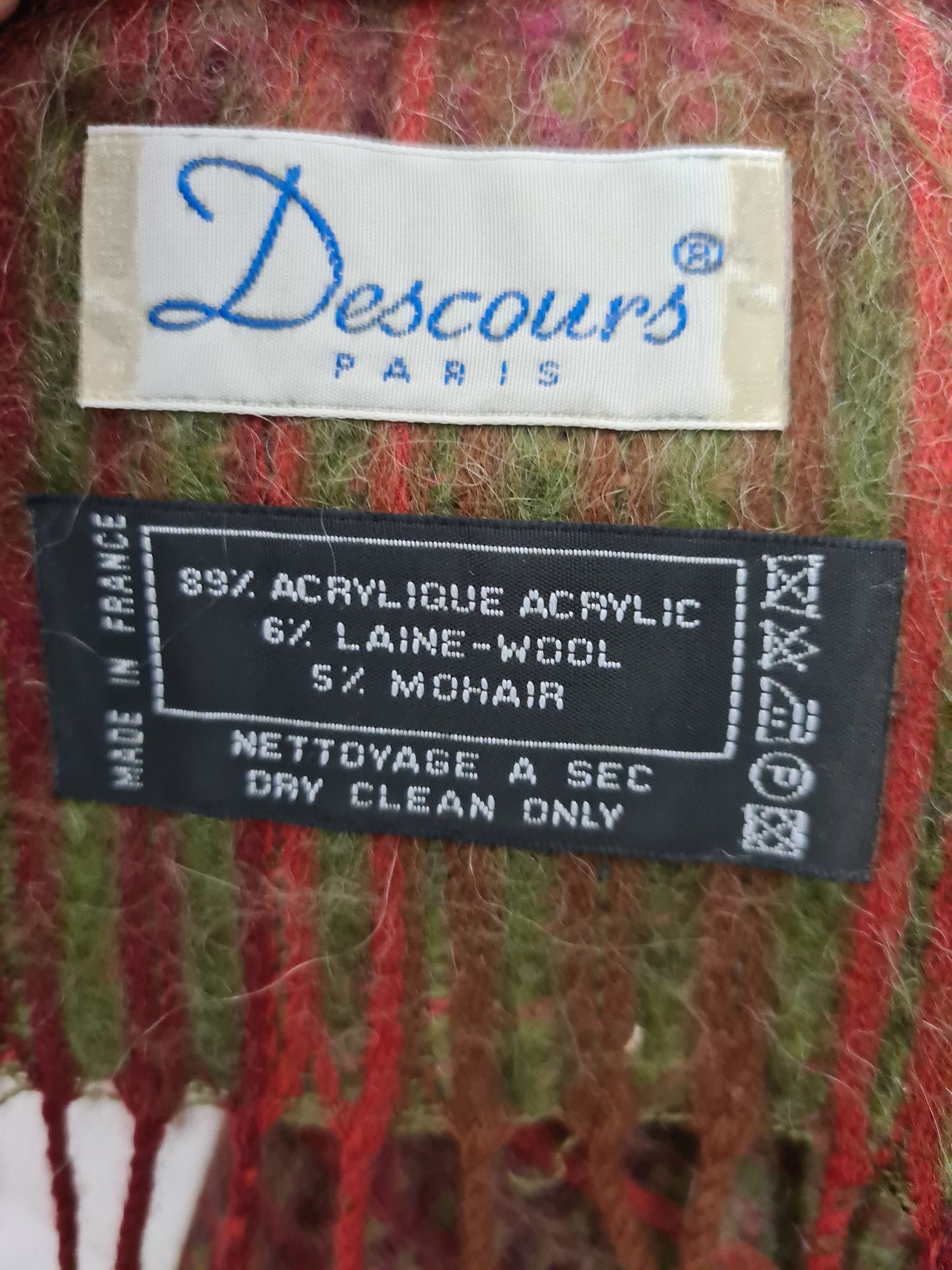 Magnifique écharpe Descours Paris bordeaux et vert des années 80-90 EMMAUS