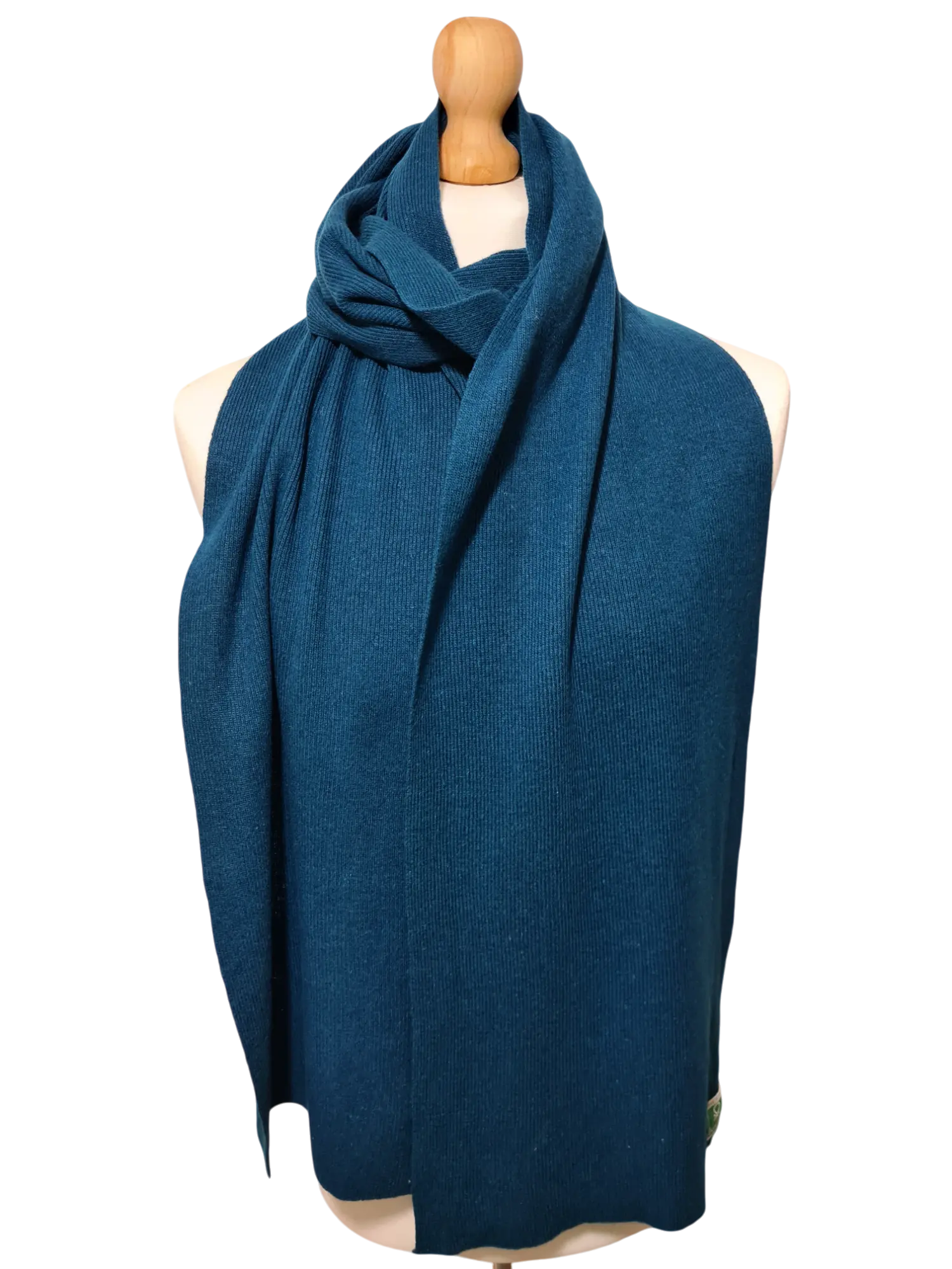 Écharpe douce en laine vert canard Benetton des années 80-90 EMMAUS
