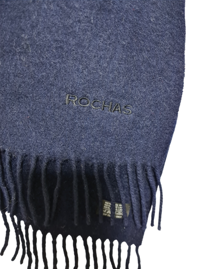 Écharpe bleue marine Rochas en pure laine des années 90-2000 EMMAUS