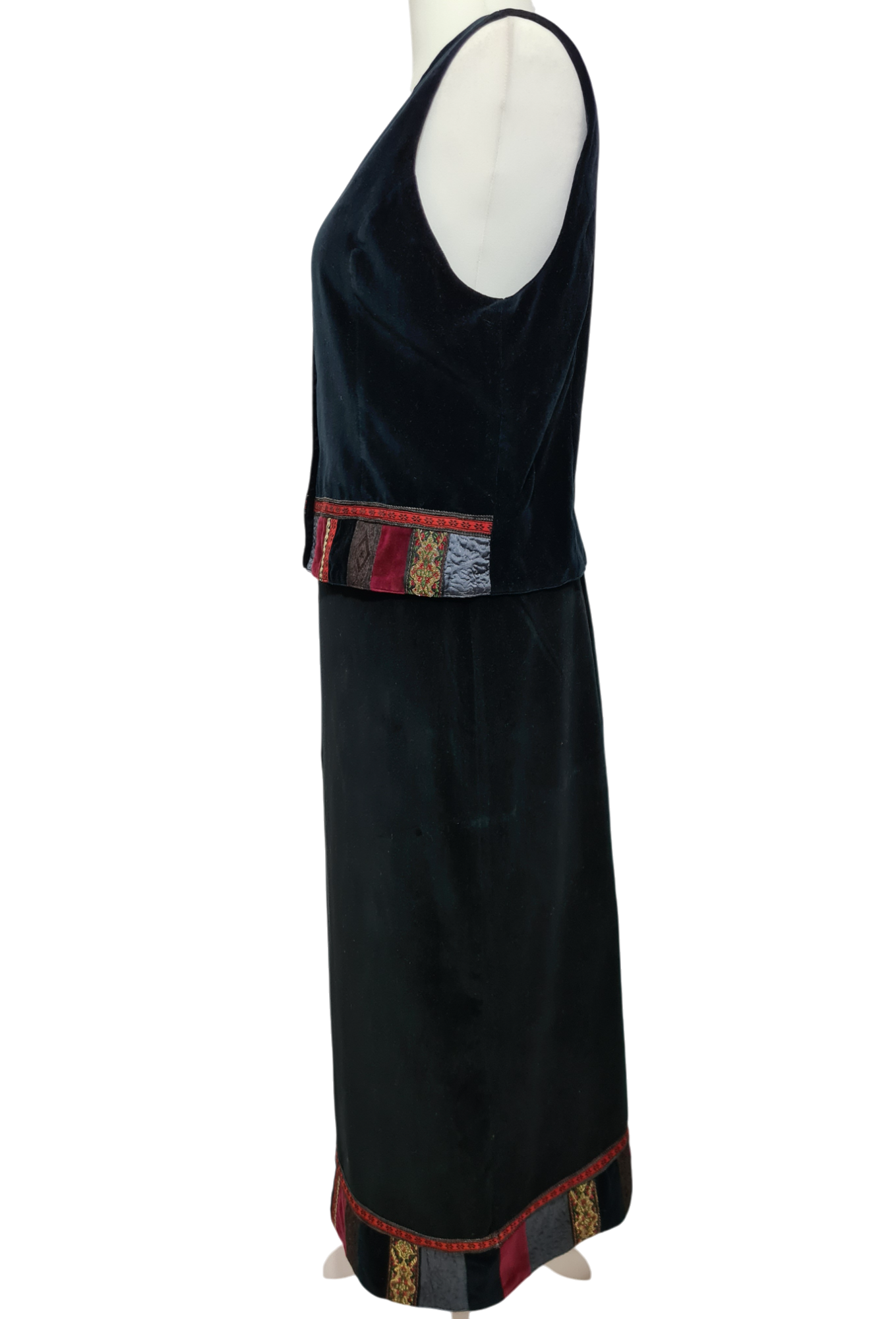 Ensemble veste + jupe en velours style bohème chic des années 80-90 EMMAUS