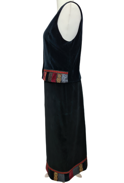 Ensemble veste + jupe en velours style bohème chic des années 80-90 EMMAUS