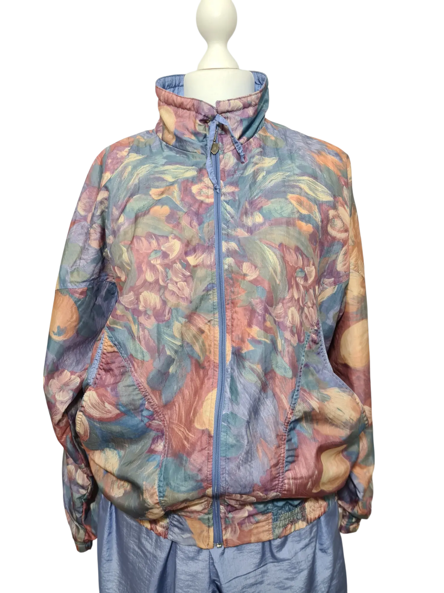 Ensemble survêtement sport fleuri couleur lilas des années 80-90 EMMAUS