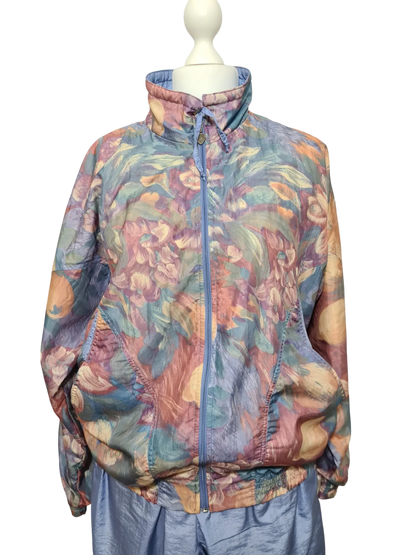 Ensemble survêtement sport fleuri couleur lilas des années 80-90 EMMAUS