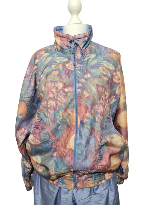 Ensemble survêtement sport fleuri couleur lilas des années 80-90 EMMAUS