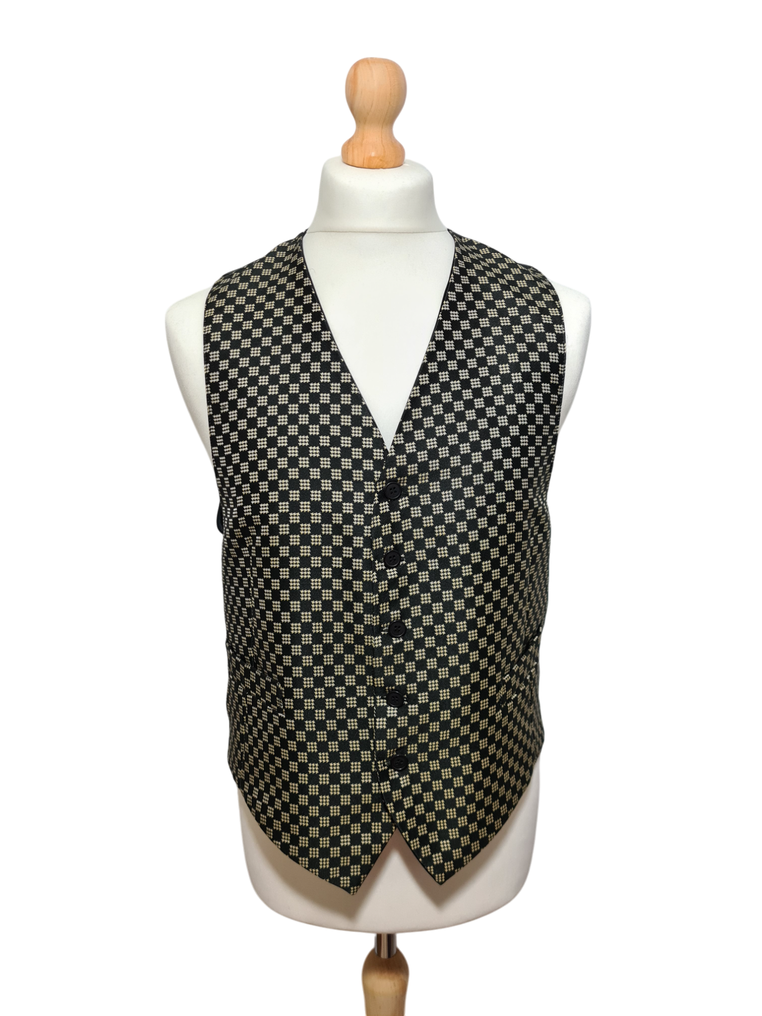 Gilet homme noir à motifs carreaux des années 90-2000 EMMAUS