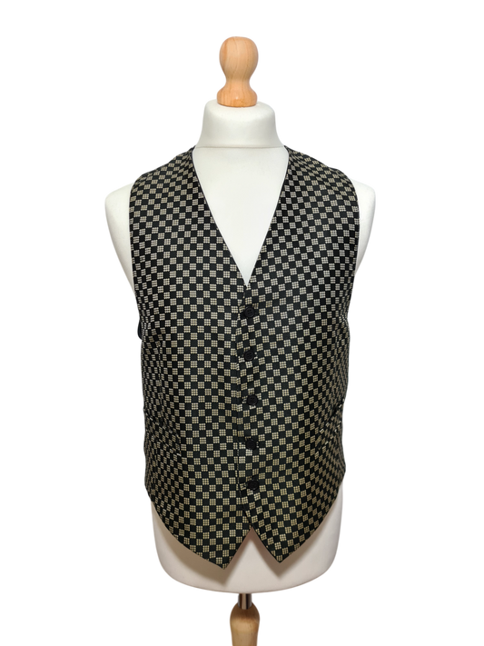 Gilet homme noir à motifs carreaux des années 90-2000 EMMAUS