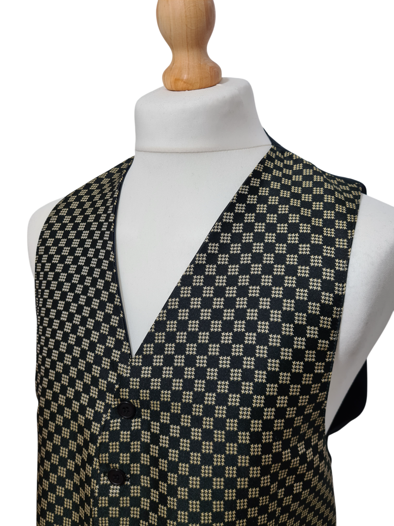 Gilet homme noir à motifs carreaux des années 90-2000 EMMAUS