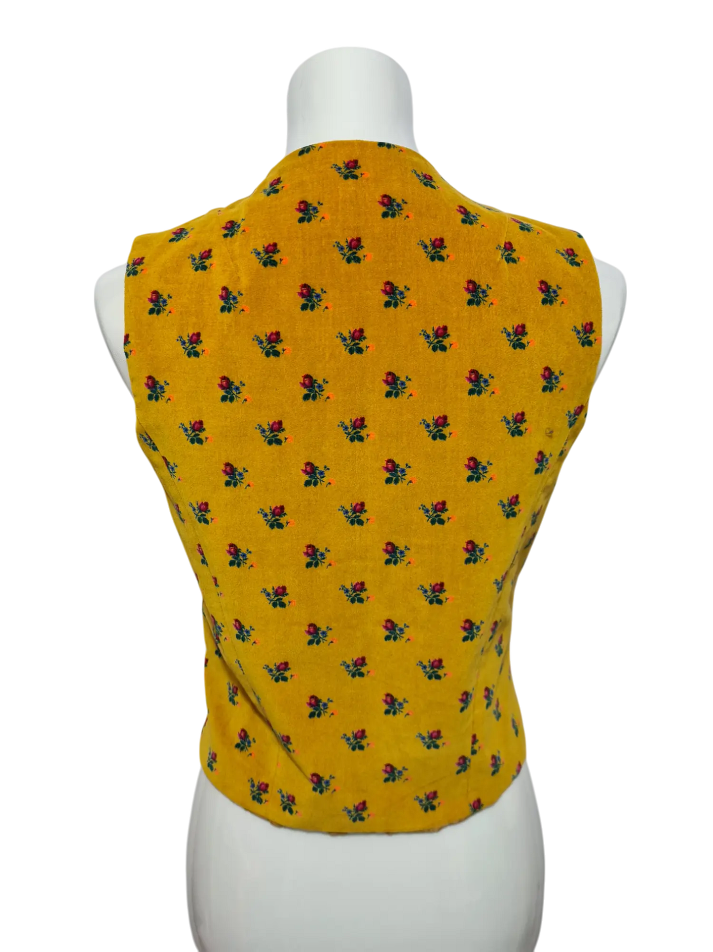 Gilet en velours jaune style bohème des années 70-80 EMMAUS