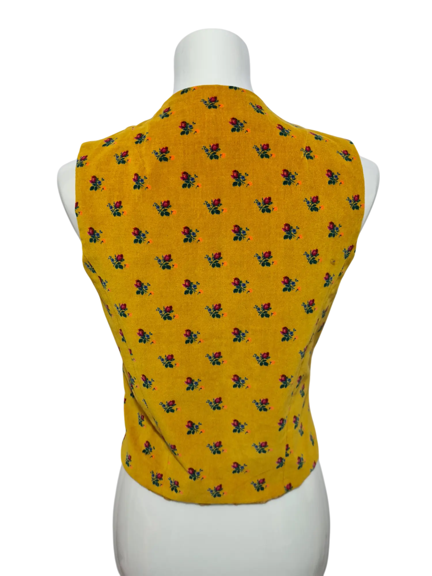 Gilet en velours jaune style bohème des années 70-80 EMMAUS