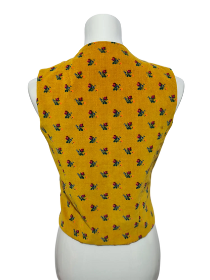 Gilet en velours jaune style bohème des années 70-80 EMMAUS