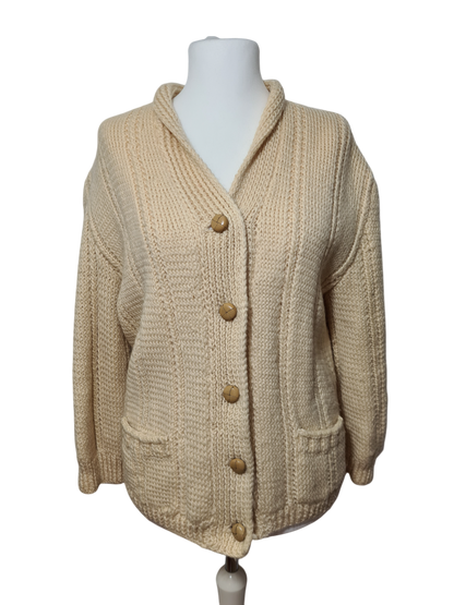 Gilet femme beige en laine fait main des années 70-80 EMMAUS