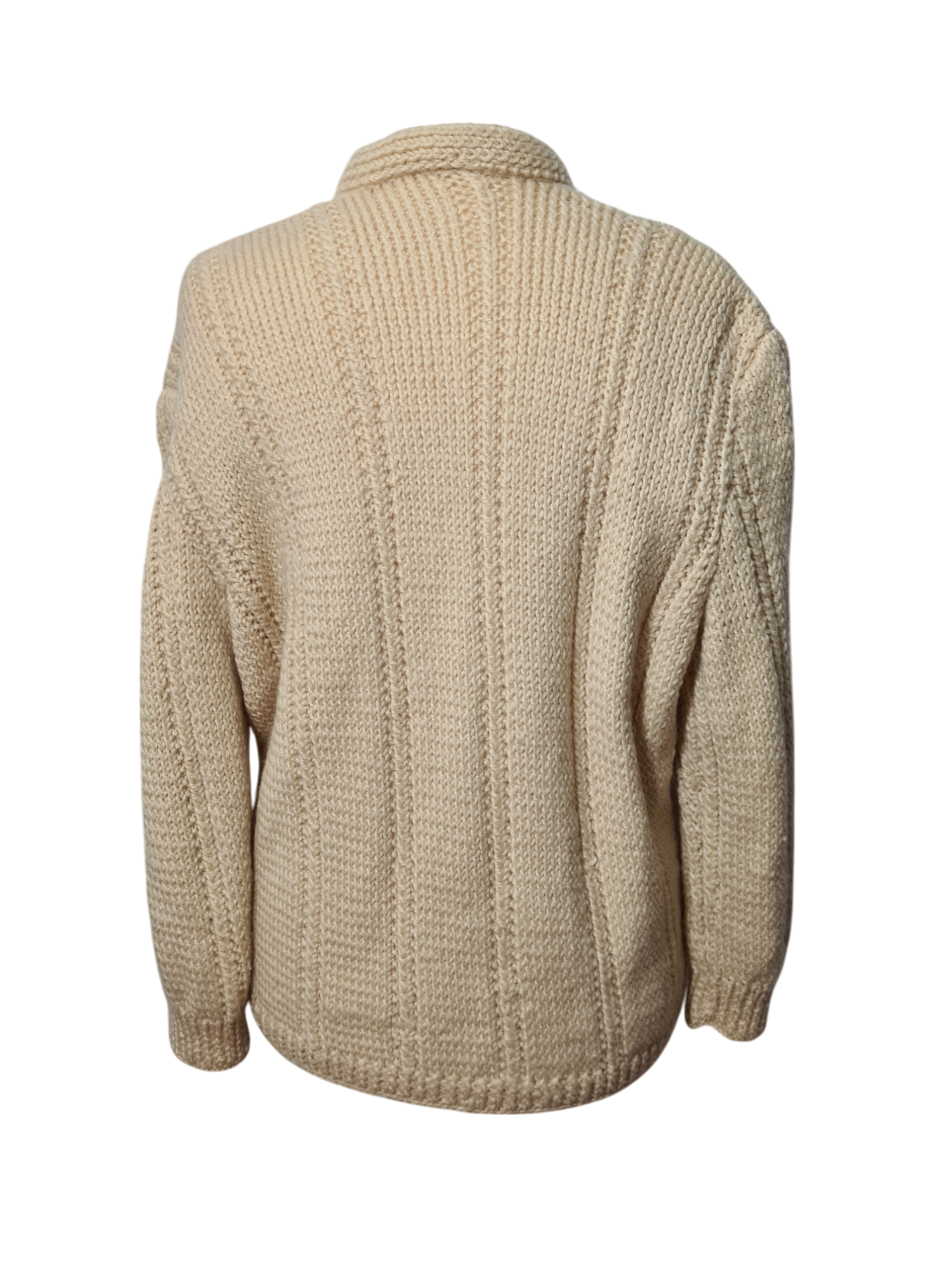 Gilet femme beige en laine fait main des années 70-80 EMMAUS